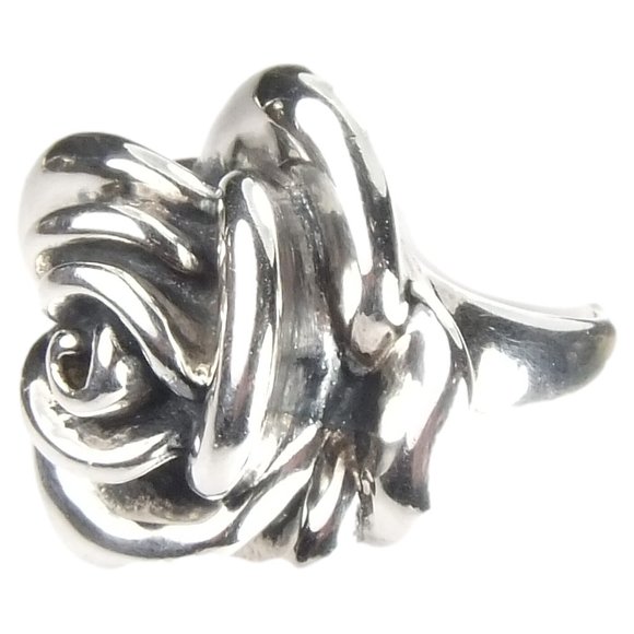 Sterling Silver Rose Ring -  Size 8 1/4 - Picture 3 of 4